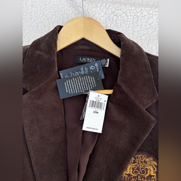 NWT Lauren Ralph Lauren Plus Size Bullion-Patch Corduroy Blazer - Picture 4 of 10